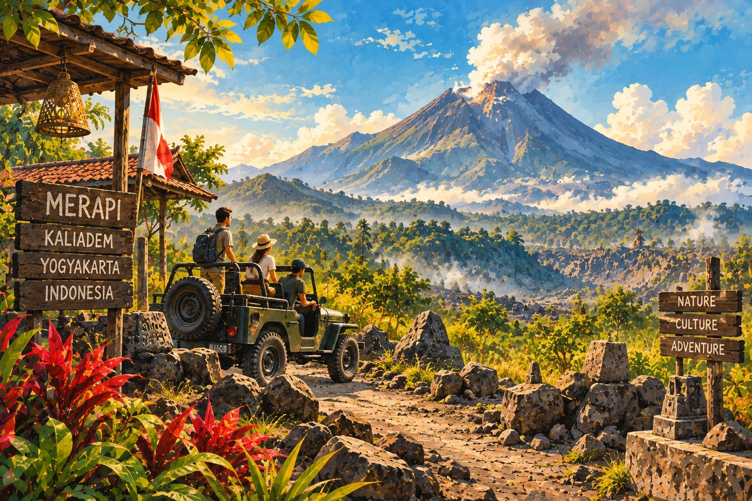 Illustrated Mount Merapi & Kaliadem