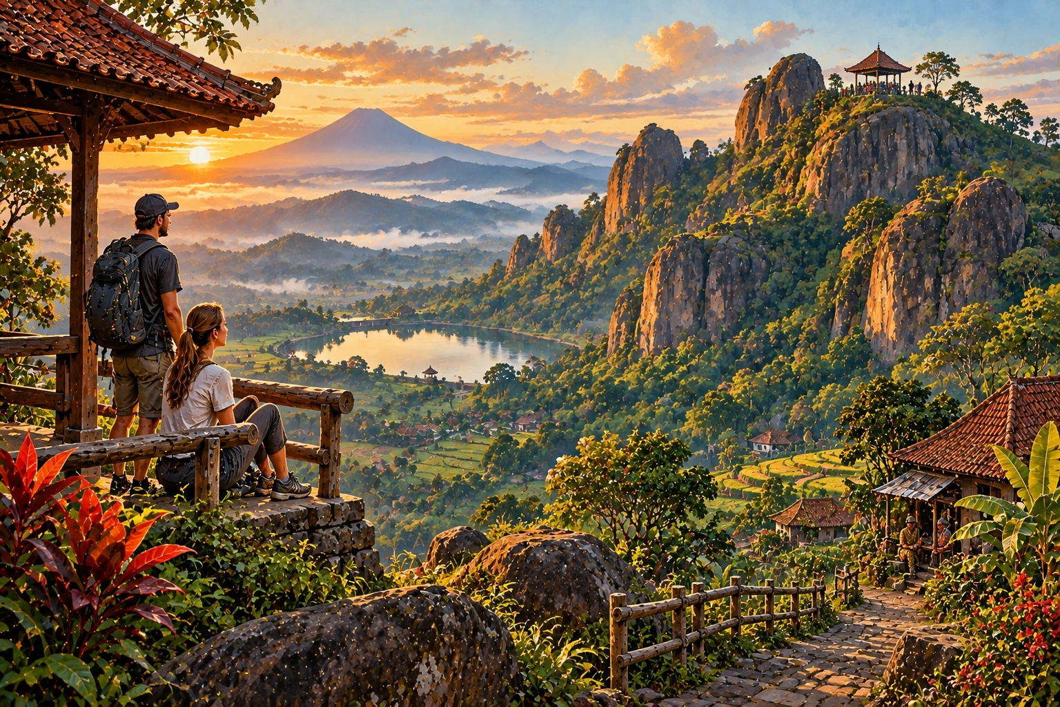 Illustrated Nglanggeran Ancient Volcano