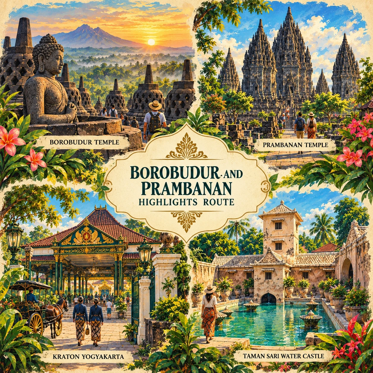 Illustrated Borobudur & Prambanan Highlights route