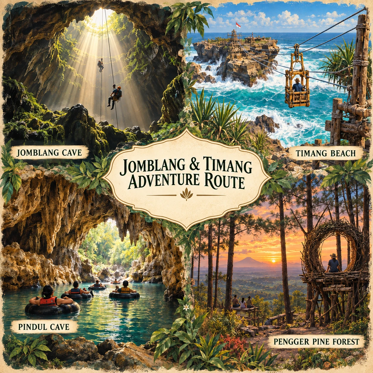 Illustrated Jomblang & Timang Adventure route