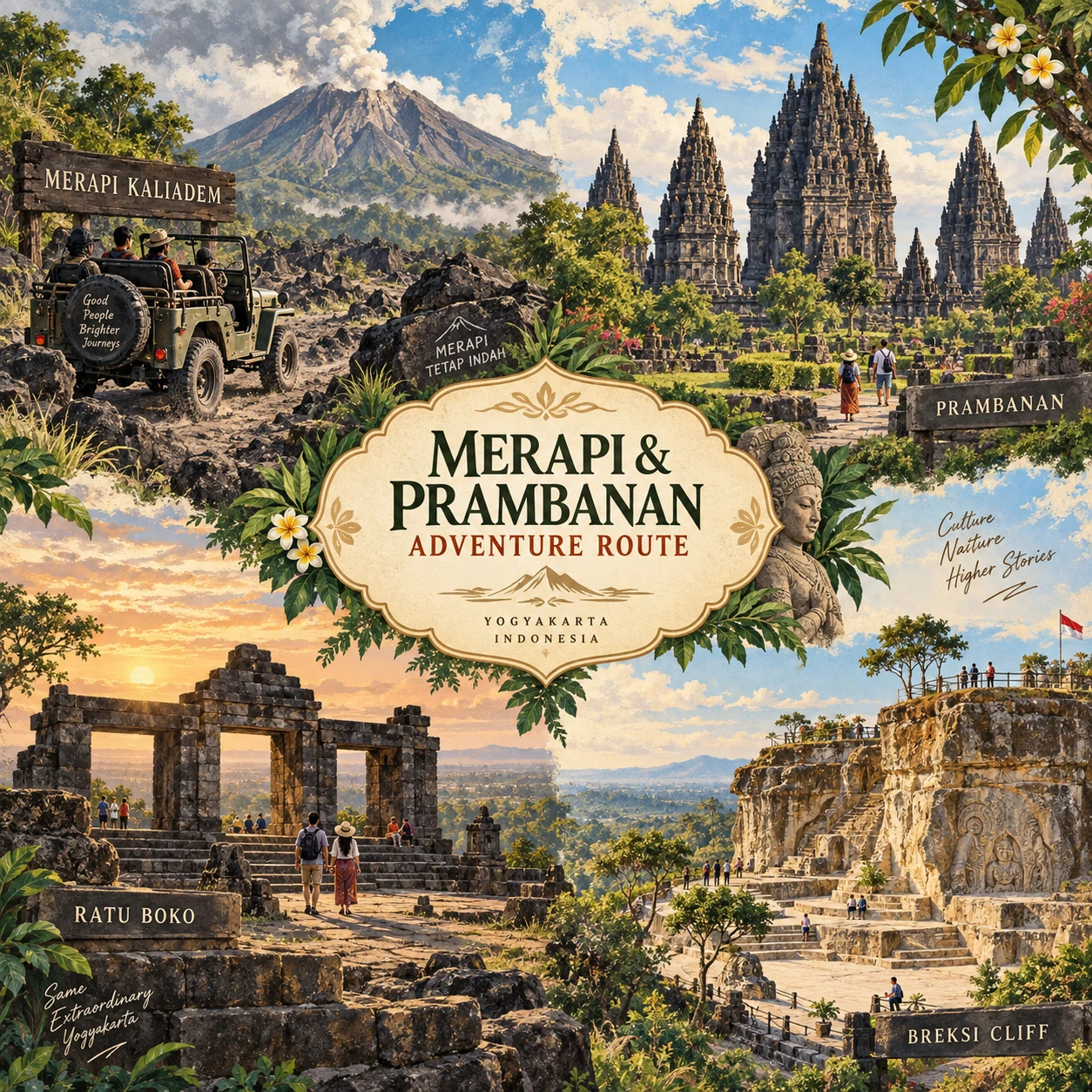 Illustrated Merapi & Prambanan Adventure route