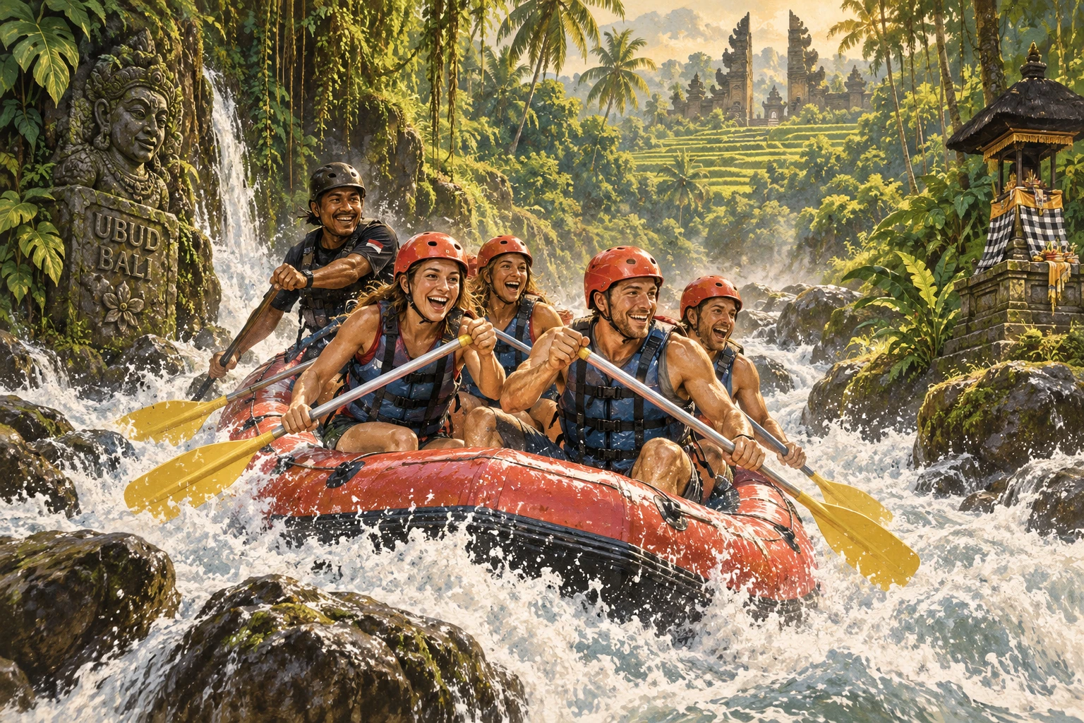 Illustrated Raft the Ayung River experience