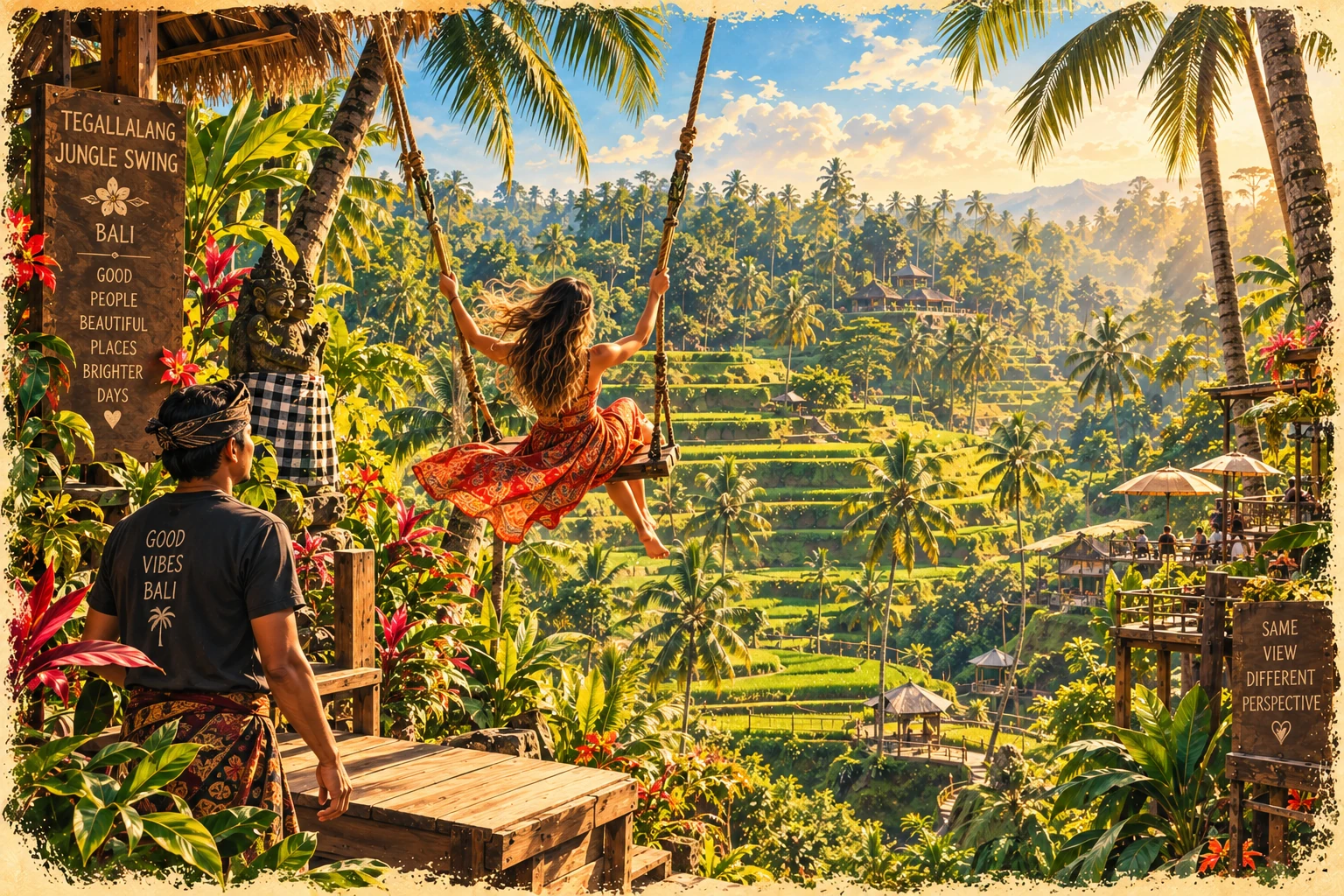 Illustrated Try a Tegallalang jungle swing experience