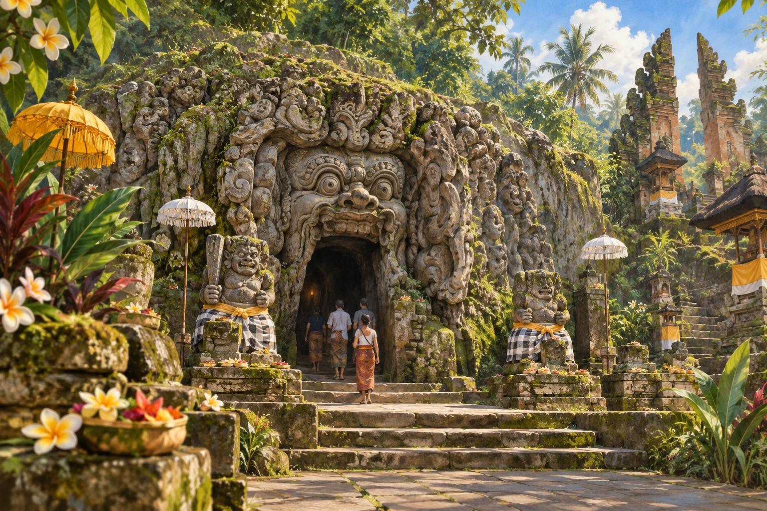 Illustrated Goa Gajah (Elephant Cave)