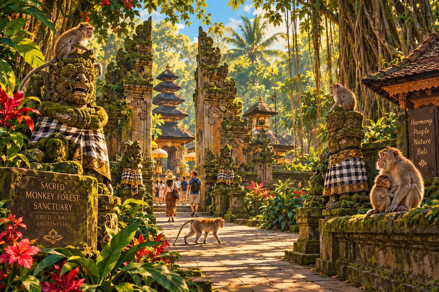 Illustrated Sacred Monkey Forest Sanctuary