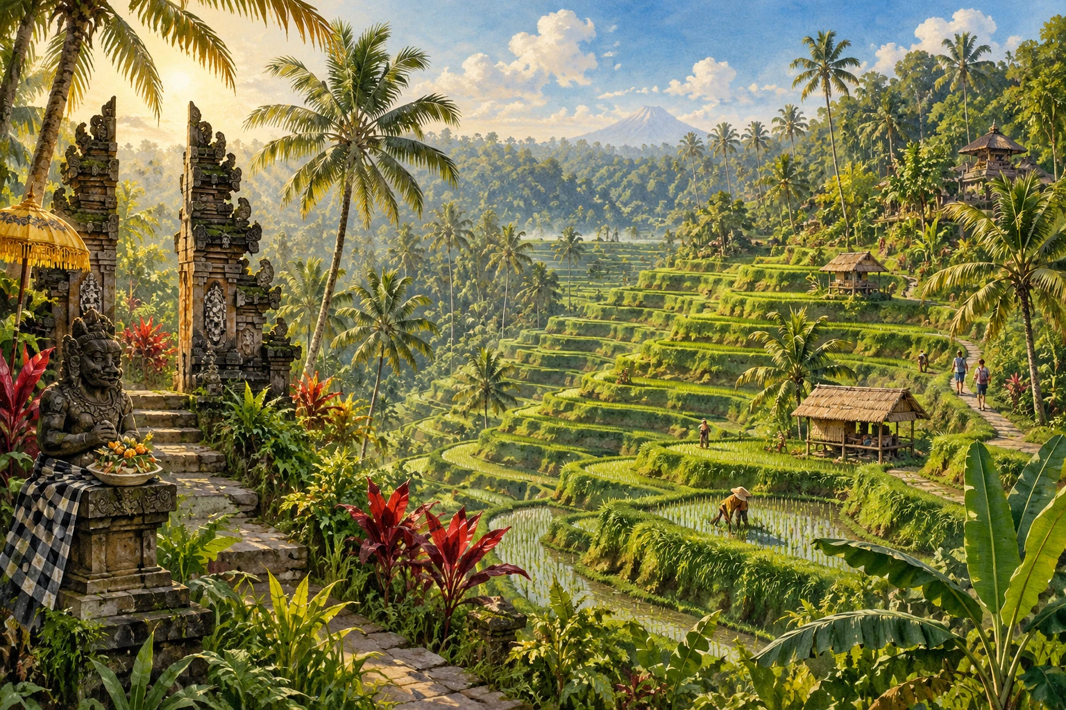 Illustrated Tegallalang Rice Terraces