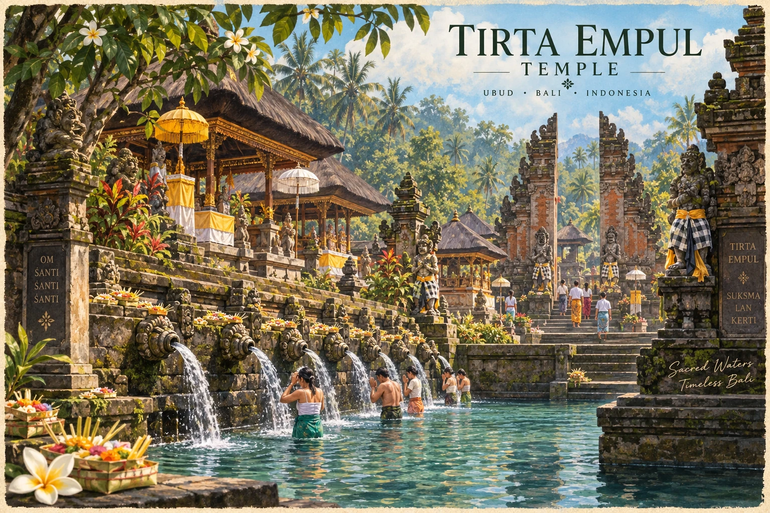 Illustrated Tirta Empul Temple