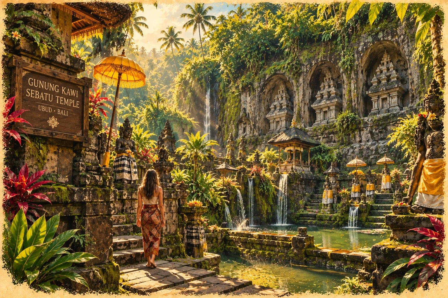 Illustrated Gunung Kawi Sebatu Temple