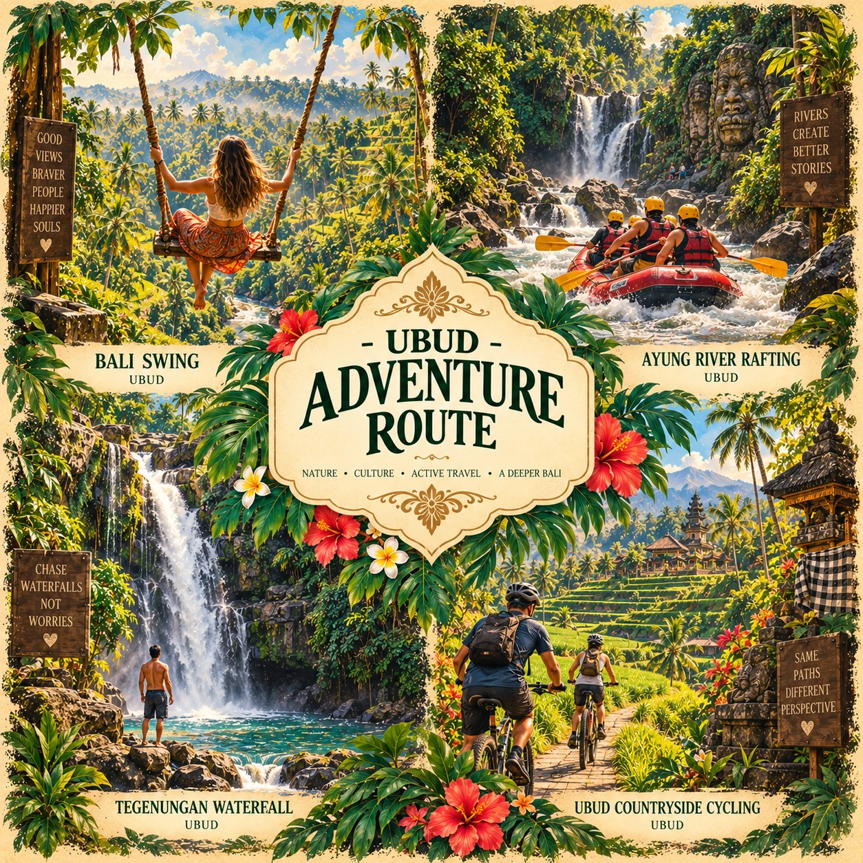 Illustrated Ubud Adventure route