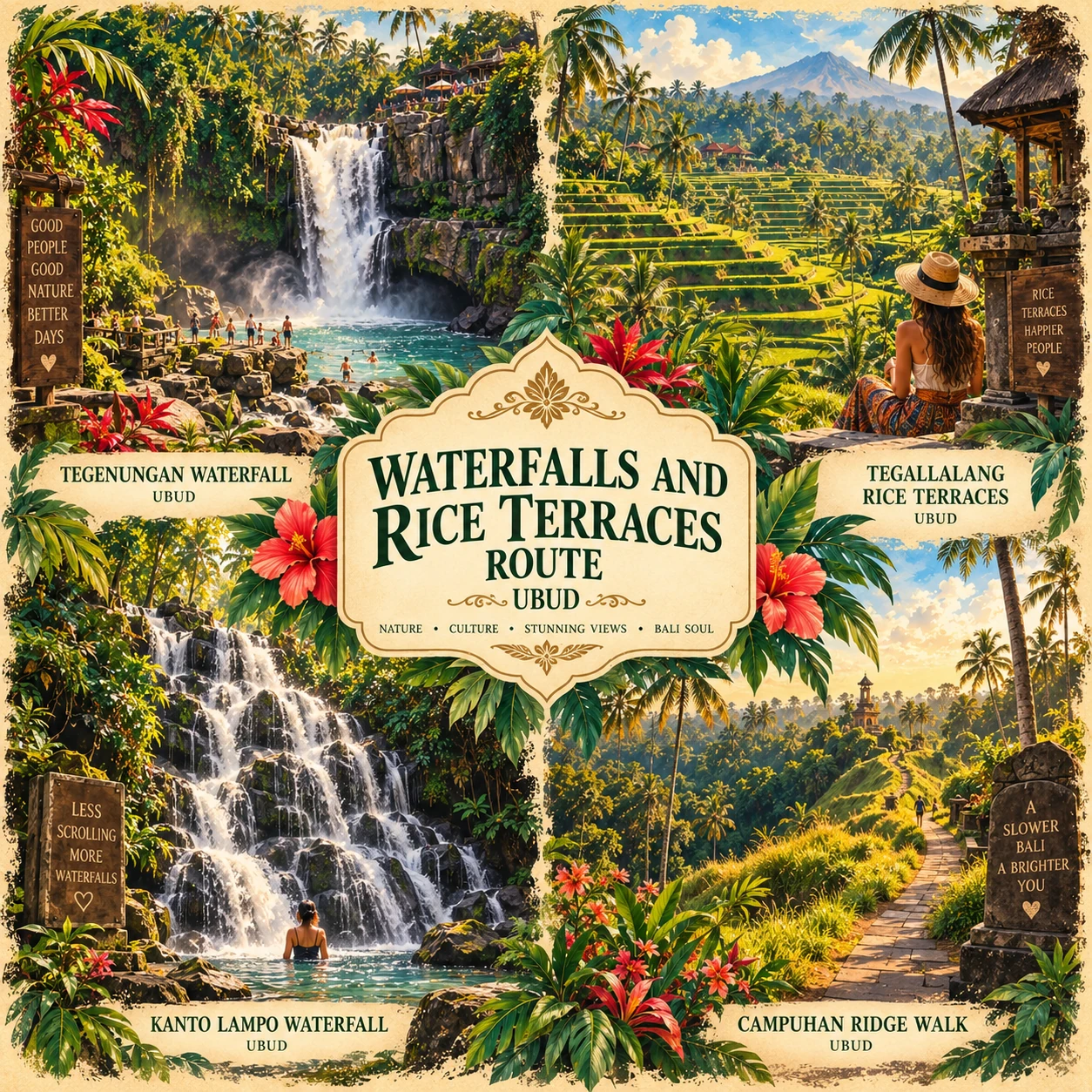 Illustrated Waterfalls & Rice Terraces route