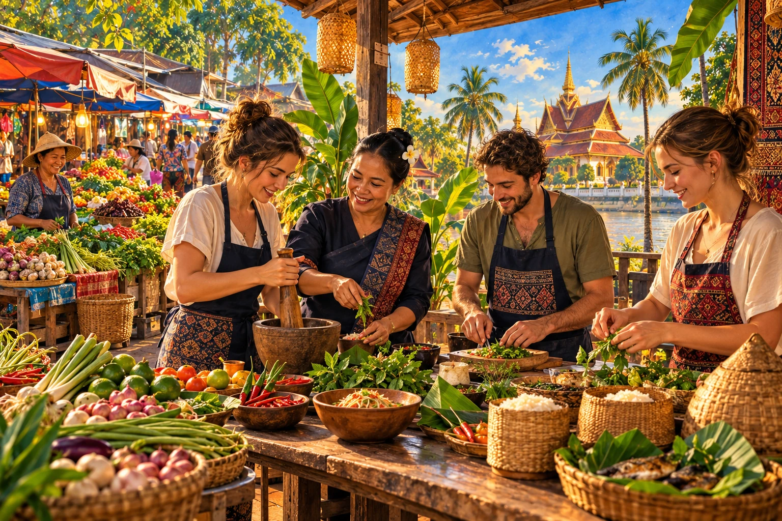 Illustrated Lao Cooking Class And Market Tour