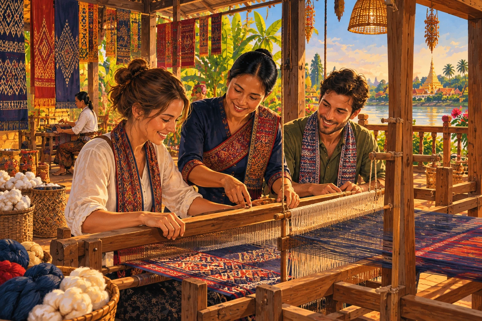 Illustrated Lao Textile And Weaving Experience