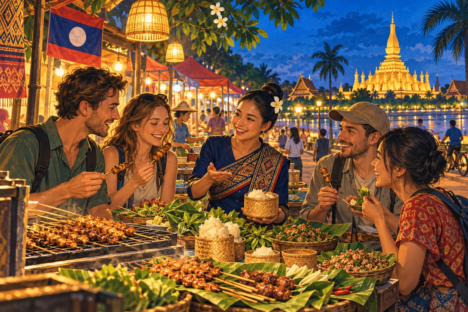 Illustrated Vientiane Street Food Tour