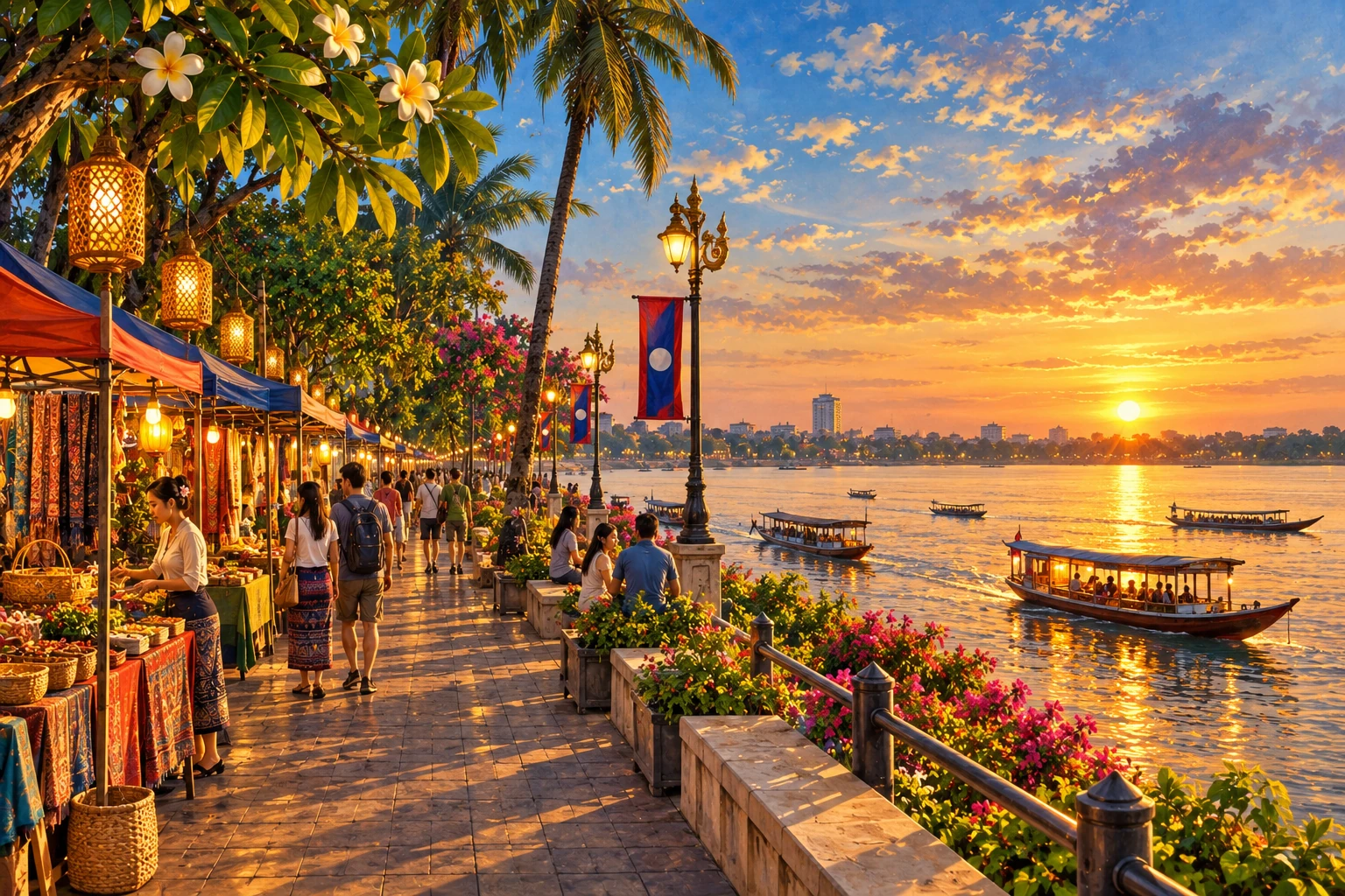 Illustrated view of Mekong Riverside