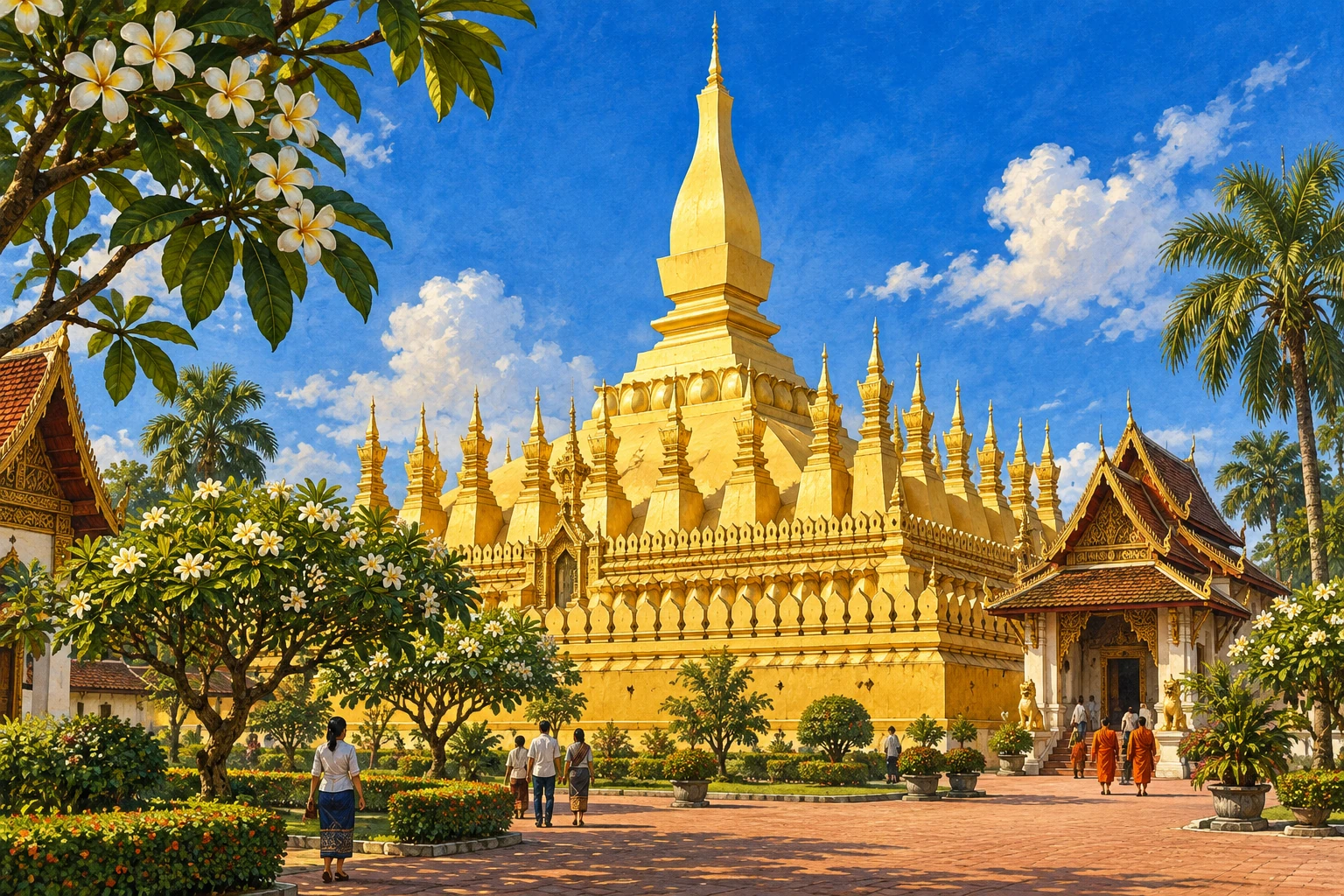 Illustrated view of Pha That Luang