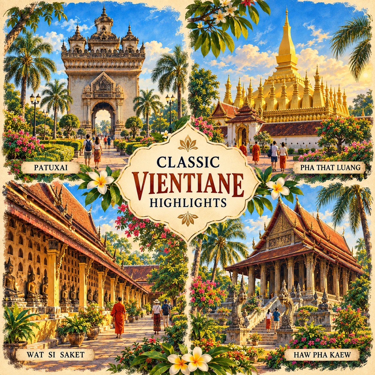 Illustrated Classic Vientiane Highlights Route