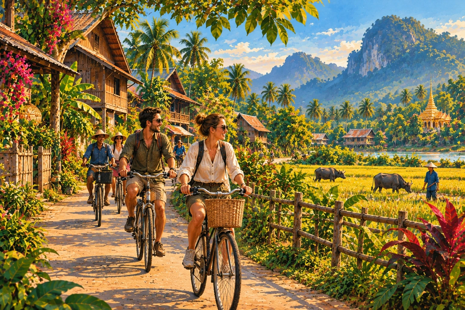 Illustrated Luang Prabang Countryside Cycling Tour