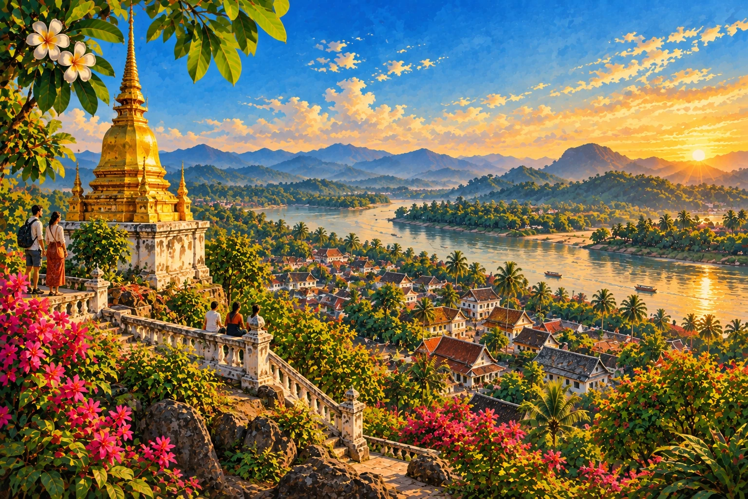 Illustrated view of Mount Phousi
