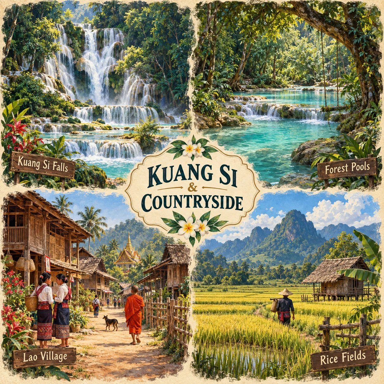 Illustrated Kuang Si And Countryside Route