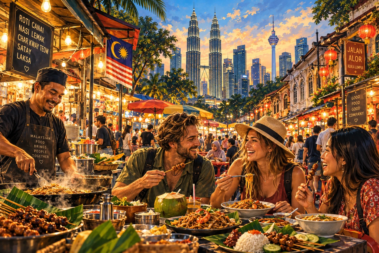 Illustrated Kuala Lumpur street-food tour in Kuala Lumpur, Malaysia