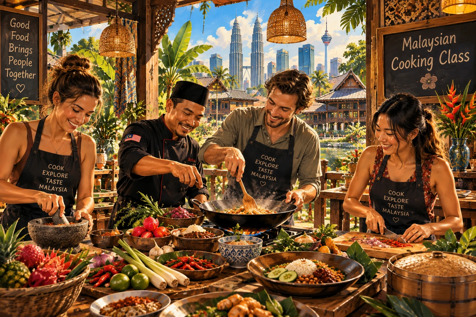 Illustrated Malaysian cooking class in Kuala Lumpur, Malaysia