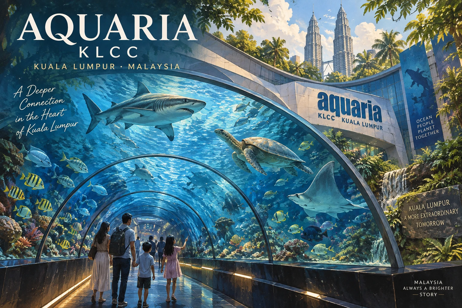 Illustrated Aquaria KLCC in Kuala Lumpur, Malaysia