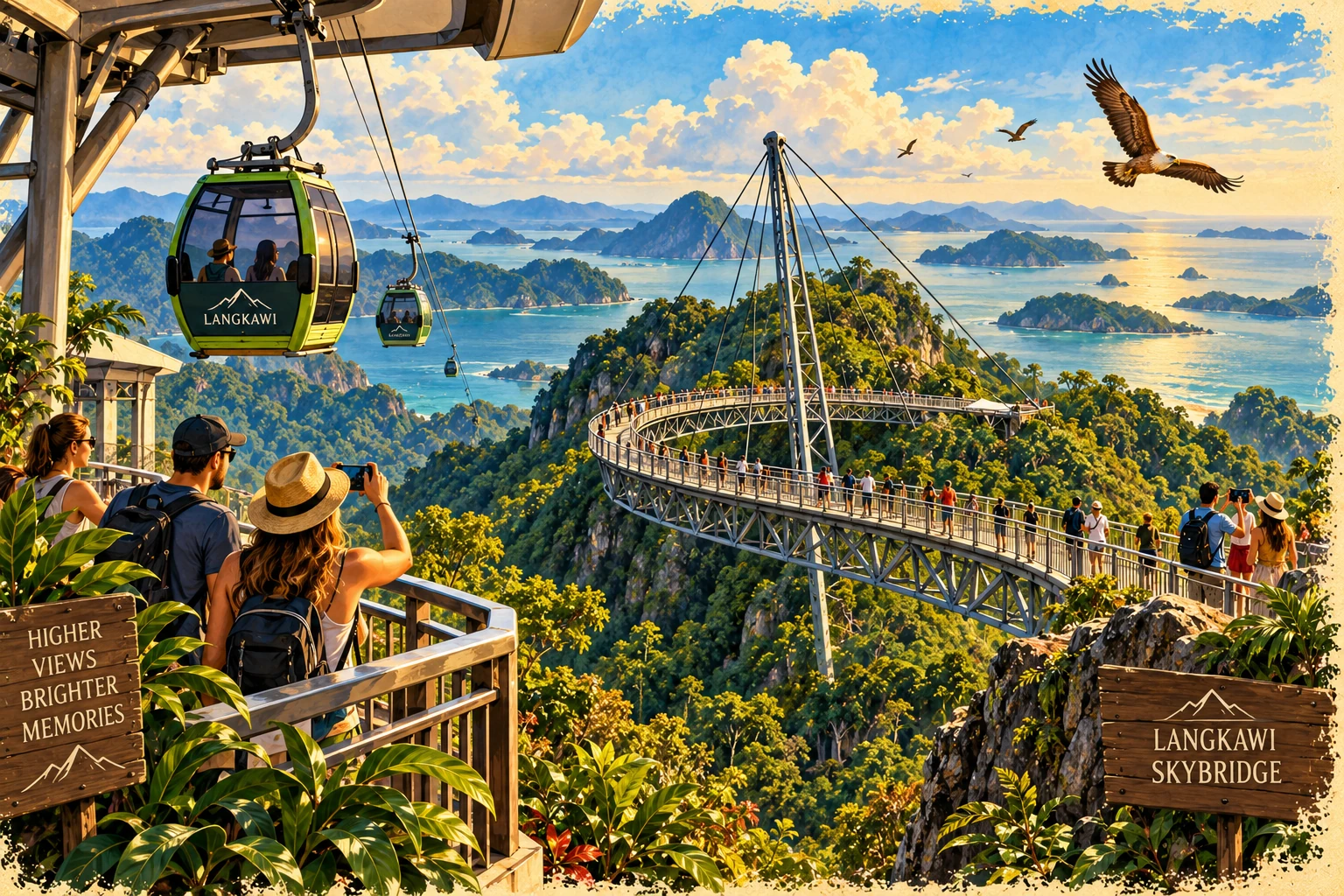 Illustrated Langkawi Cable Car and SkyBridge experience in Langkawi, Malaysia