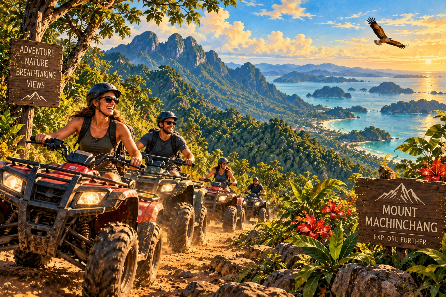 Illustrated Sky ATV ride at Mount Machinchang in Langkawi, Malaysia