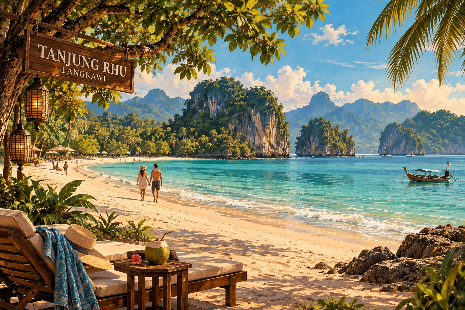 Illustrated Tanjung Rhu Beach in Langkawi, Malaysia