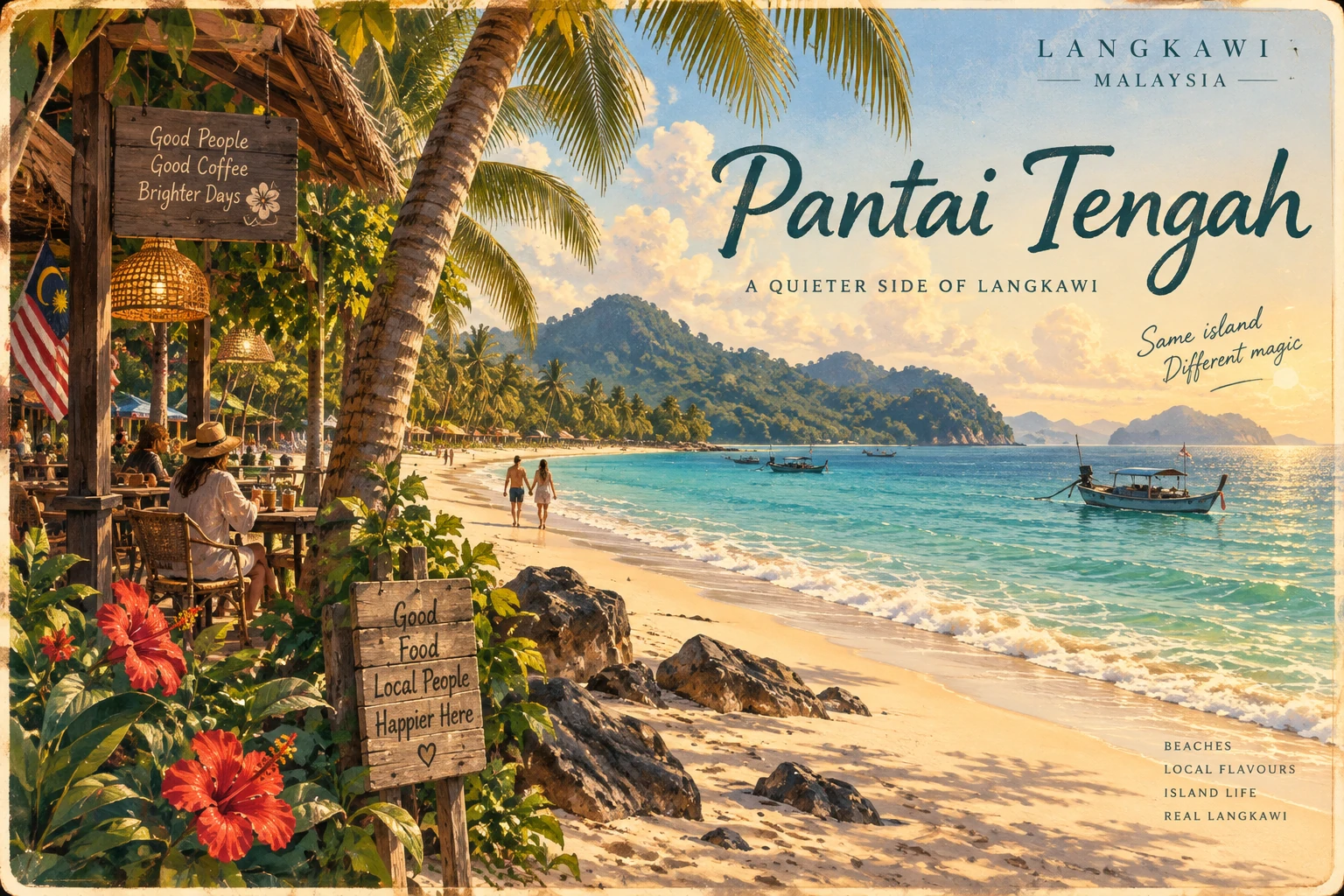 Illustrated Pantai Tengah in Langkawi, Malaysia
