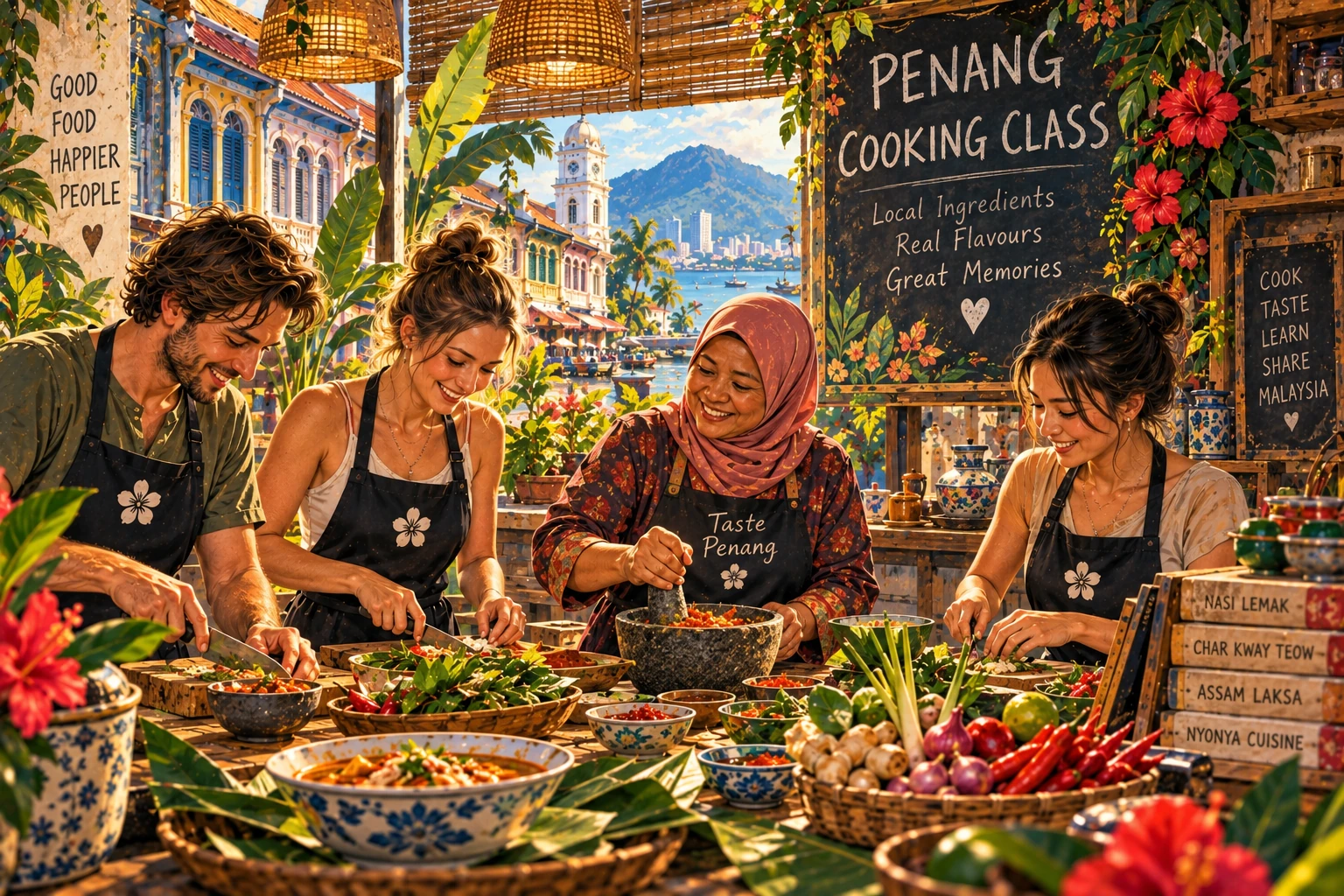 Illustrated Penang cooking class in Penang, Malaysia