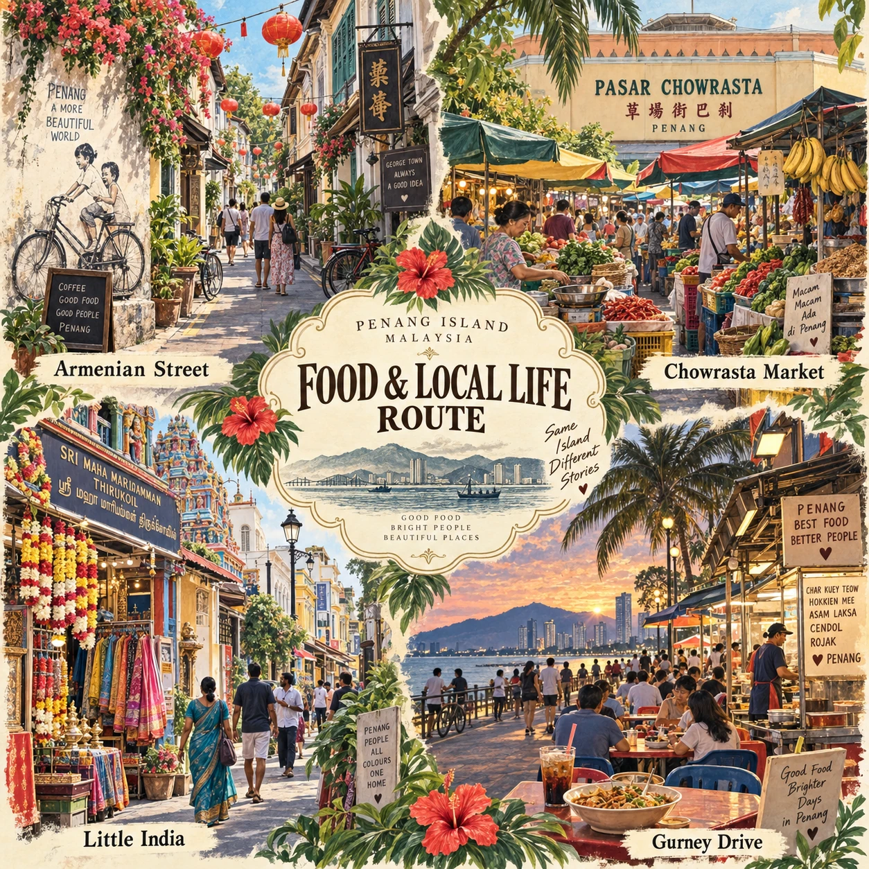 Illustrated Food and local life in Penang, Malaysia