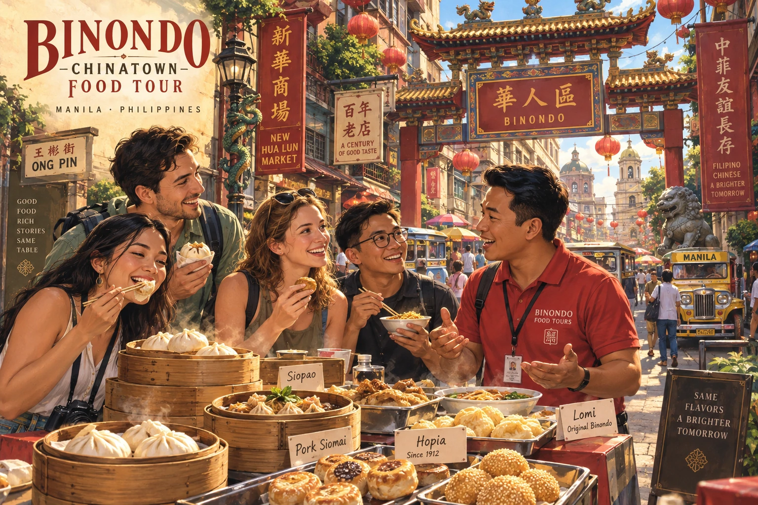 Illustrated Binondo Chinatown food tour in Manila, Philippines