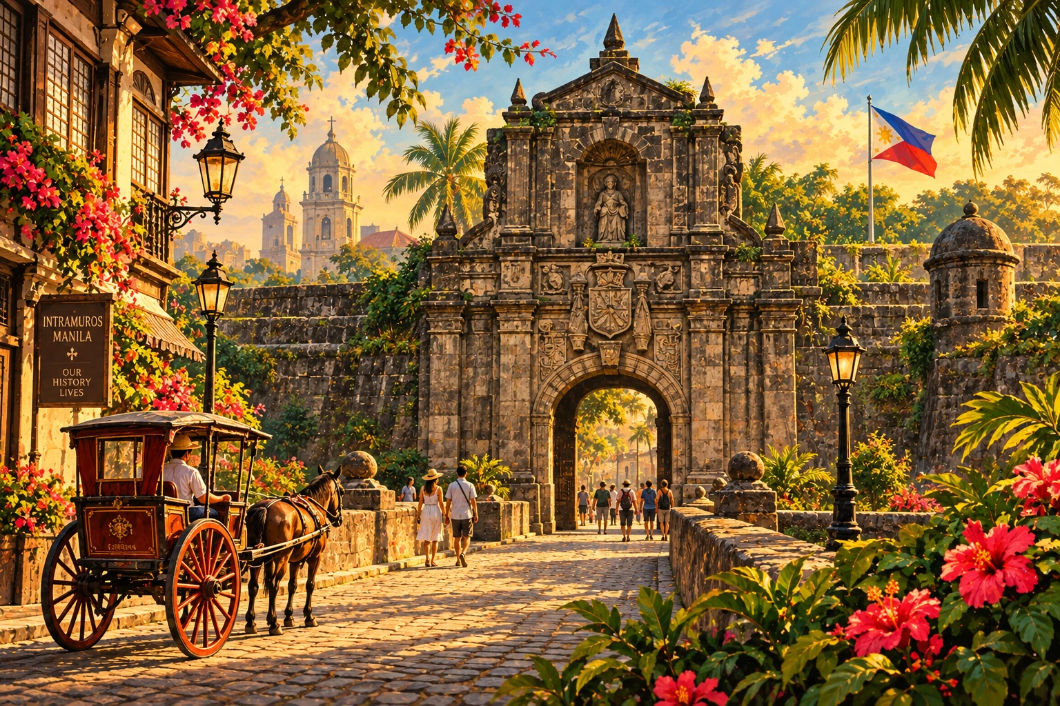 Illustrated Fort Santiago in Manila, Philippines