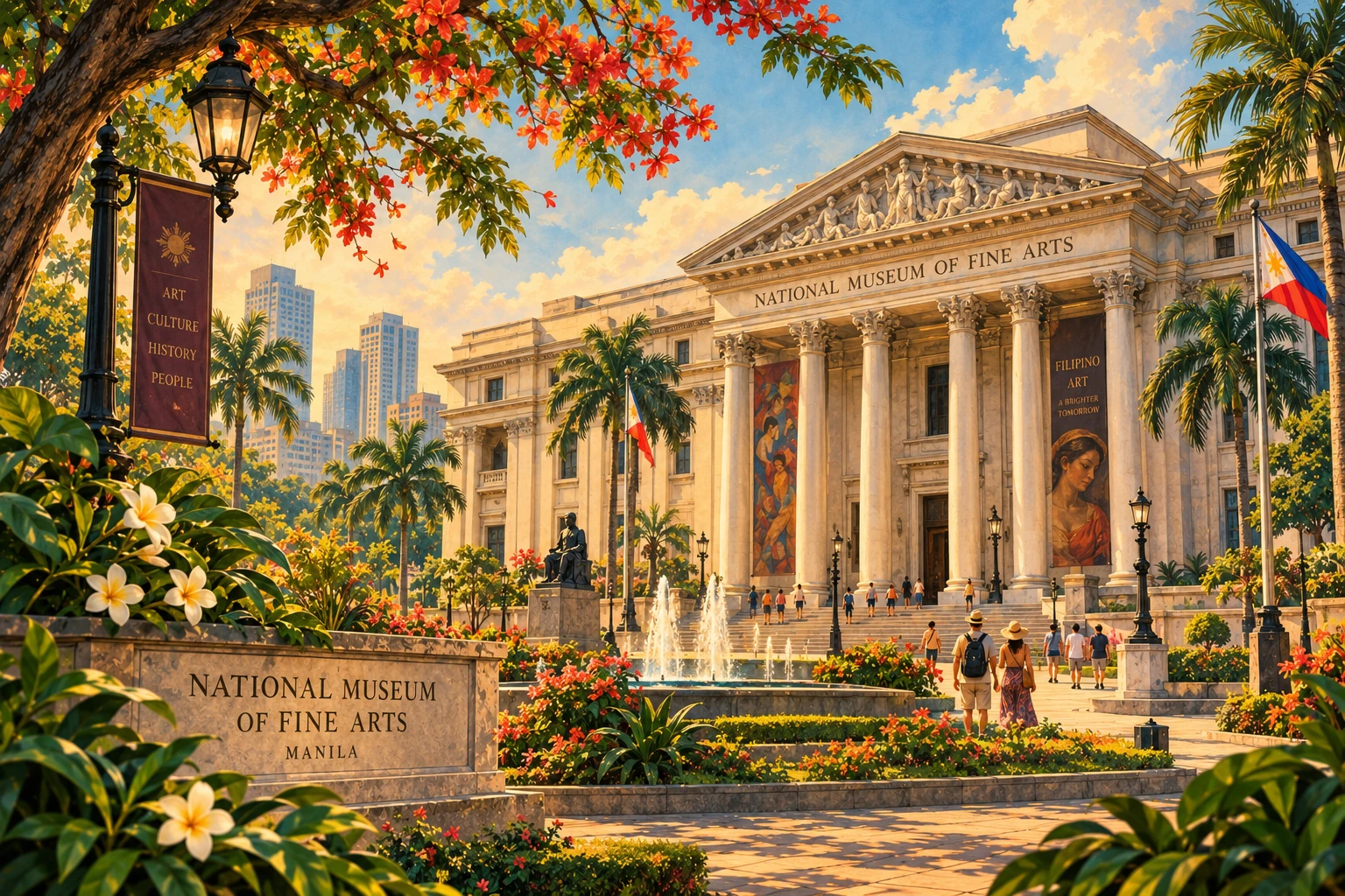Illustrated National Museum of Fine Arts in Manila, Philippines