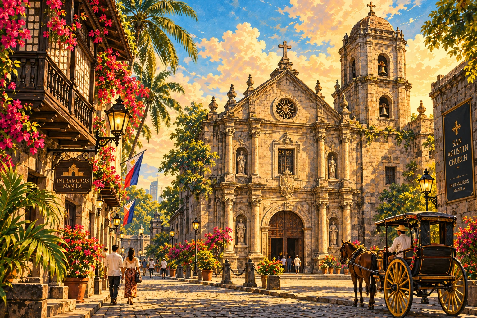 Illustrated San Agustin Church in Manila, Philippines