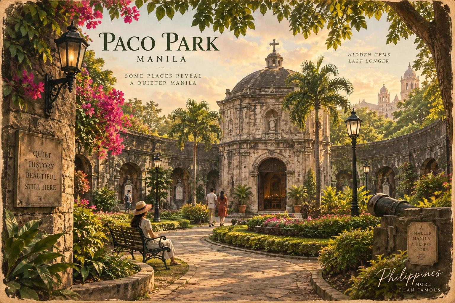Illustrated Paco Park in Manila, Philippines
