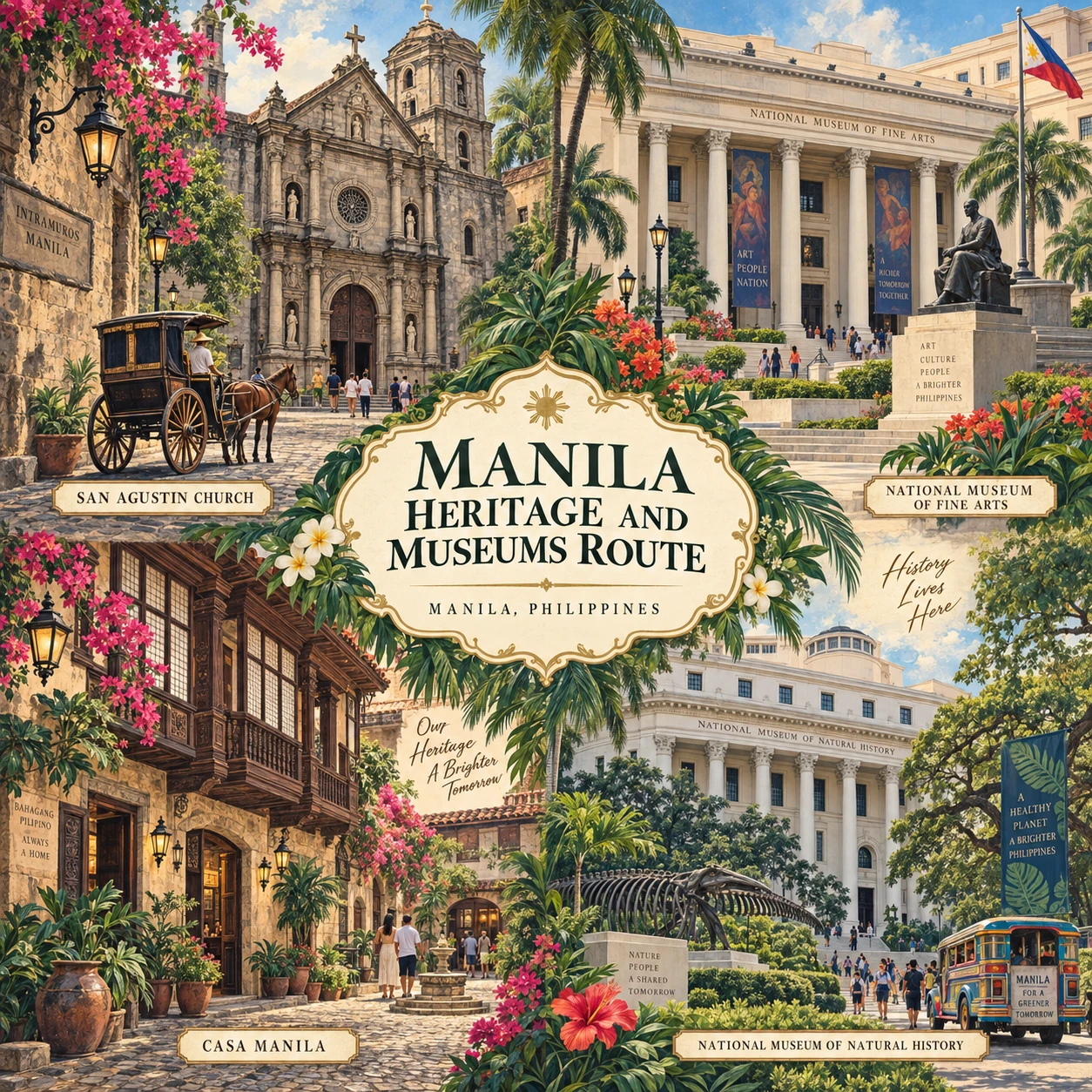 Illustrated Heritage museums route in Manila, Philippines