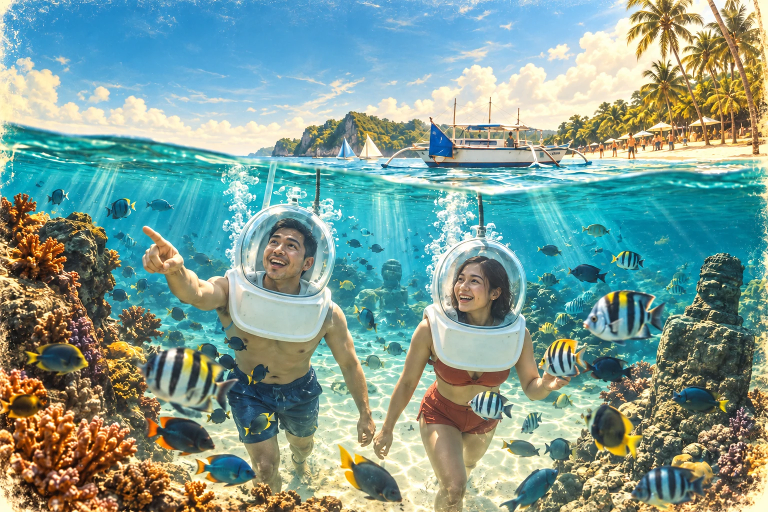 Illustrated Helmet diving experience in Boracay, Philippines