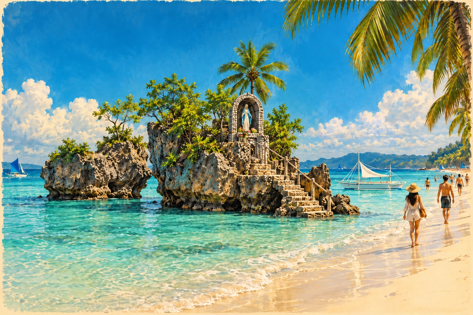 Illustrated Willy's Rock in Boracay, Philippines