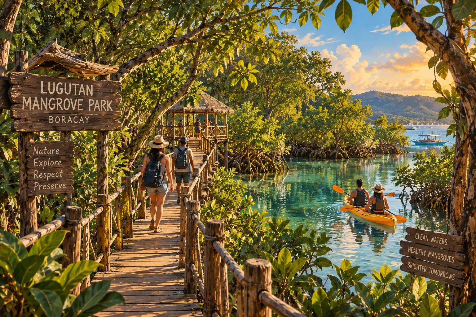 Illustrated Lugutan Mangrove Park in Boracay, Philippines