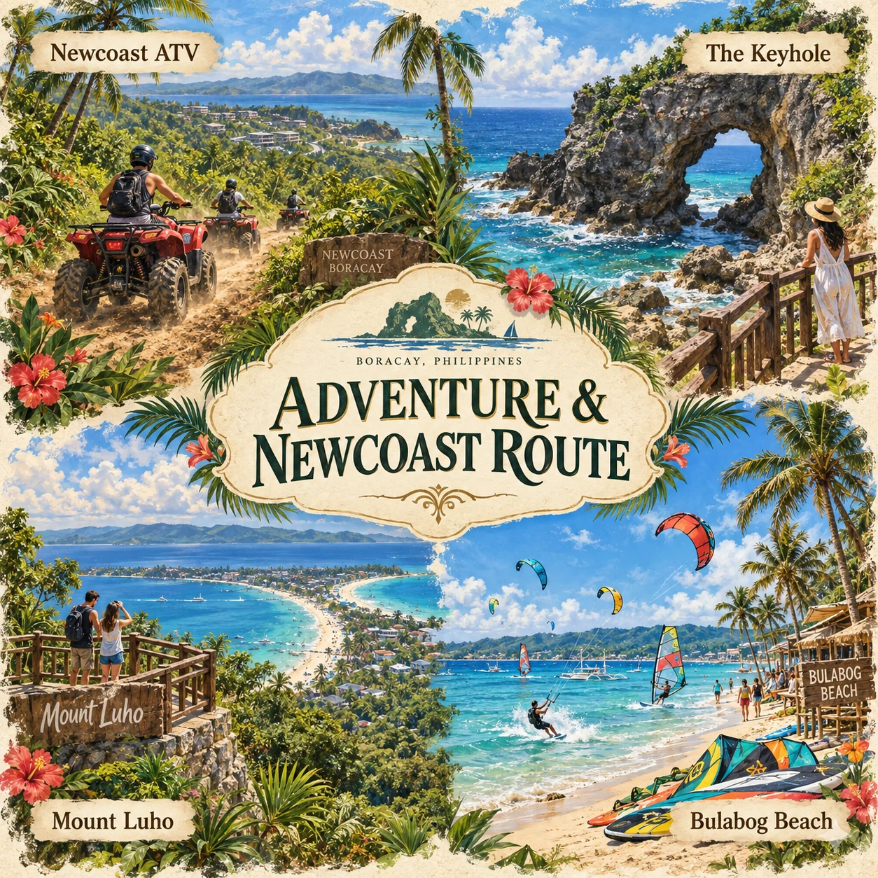 Illustrated Adventure and Newcoast route in Boracay, Philippines