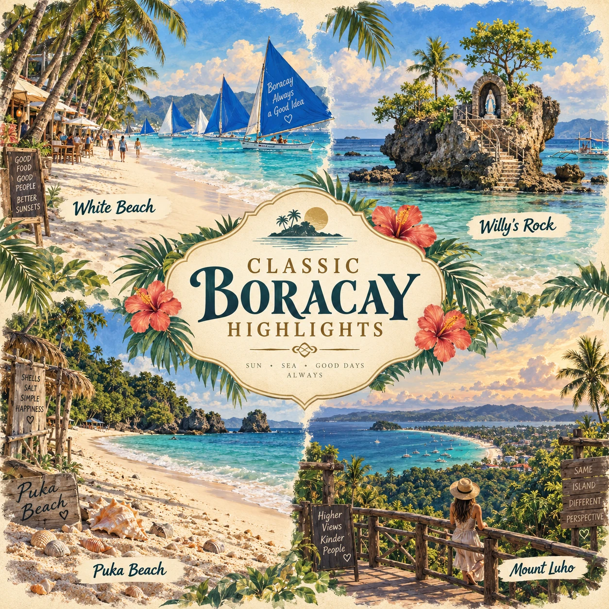 Illustrated Classic Boracay highlights in Boracay, Philippines