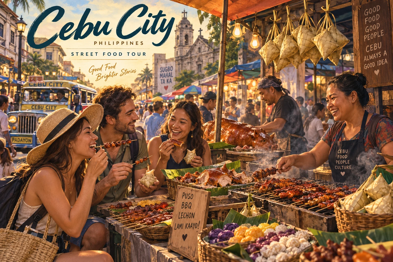 Illustrated Cebu street food tour in Cebu City, Philippines