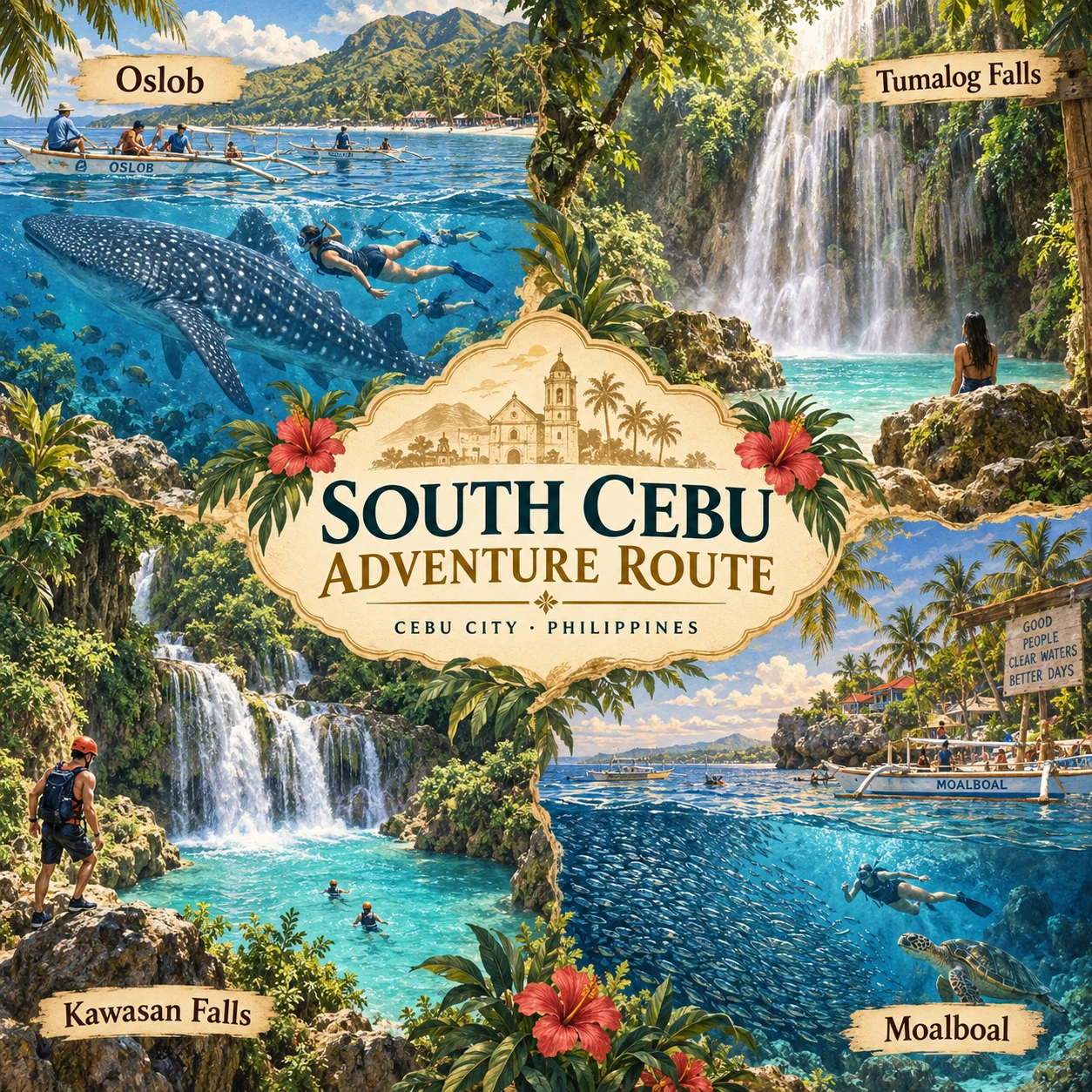 Illustrated South Cebu adventure in Cebu City, Philippines