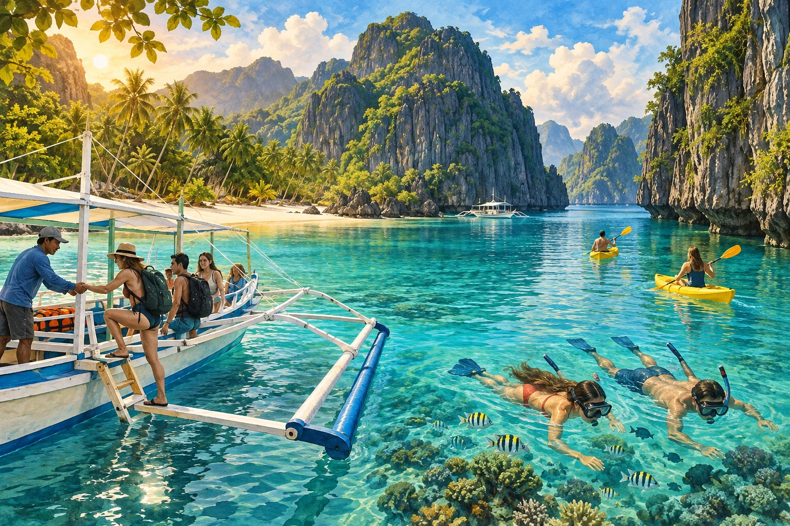 Illustrated El Nido island hopping: Tour A in El Nido, Philippines