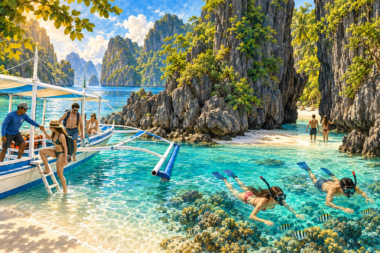 Illustrated El Nido island hopping: Tour C in El Nido, Philippines