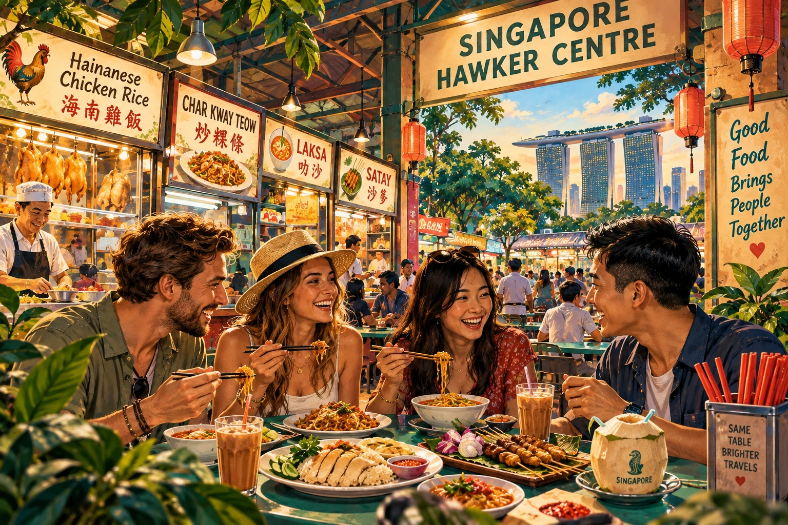 Illustrated Hawker food tour in Singapore