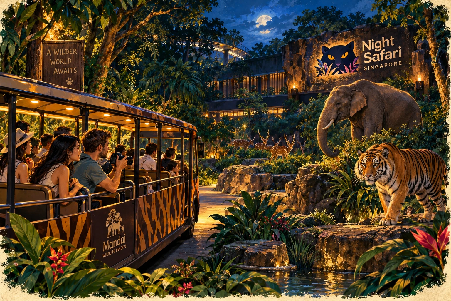 Illustrated Night Safari experience in Singapore