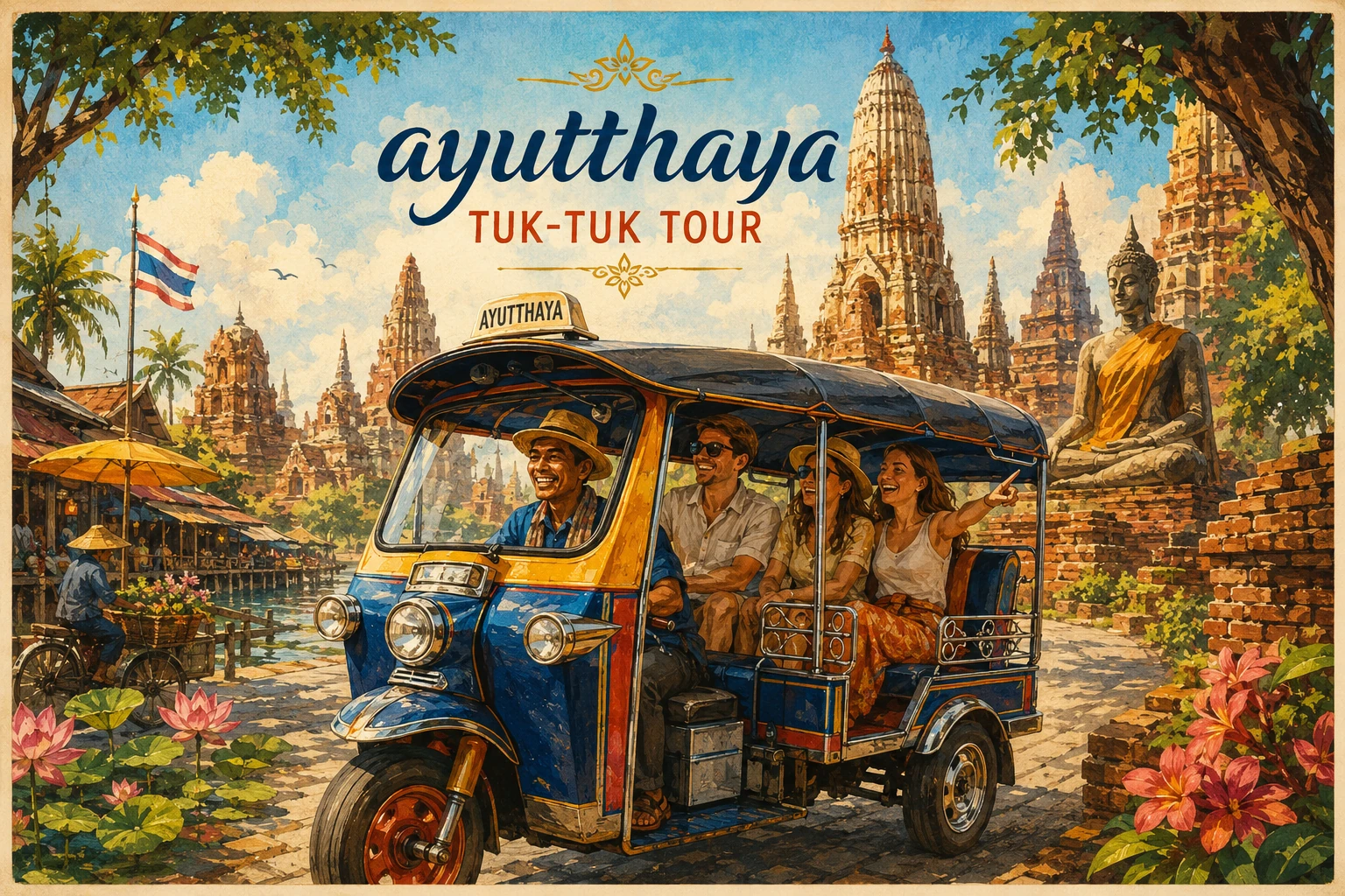 Colorful tuk-tuk touring Ayutthaya
